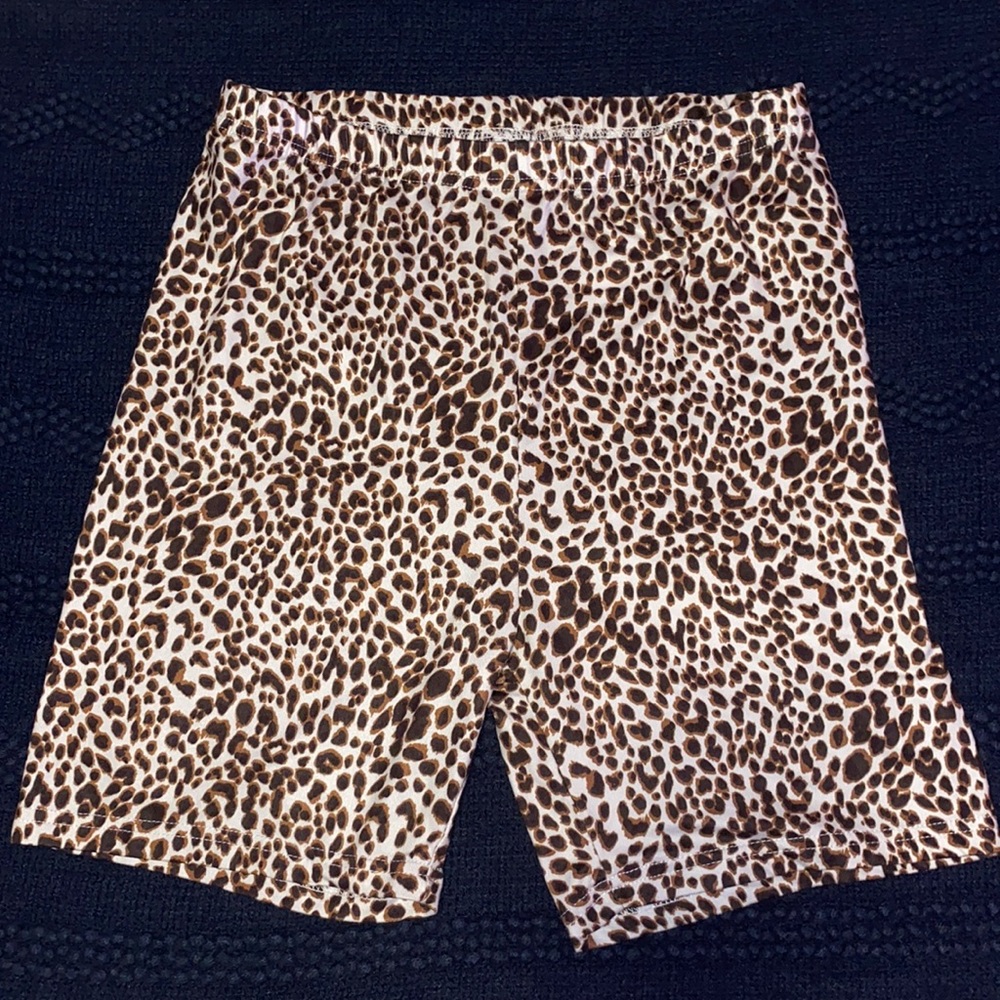 Shein size small brown leopard biker shorts